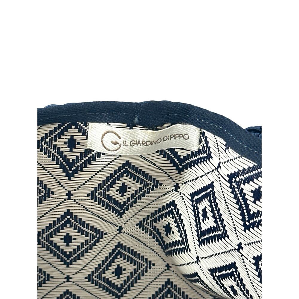 IL GIARDINO DI PIPPO Blue White Woven Tote Bag Tassel Macrame Handles Large - Picture 6 of 10